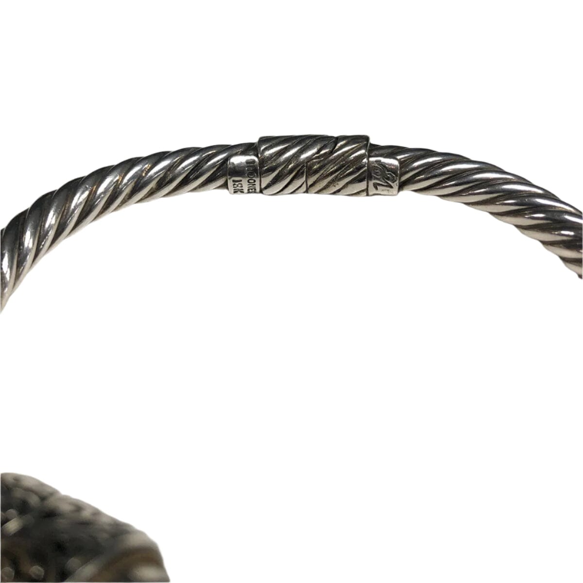 Great Lakes Coin Samuel B Benham Silver &amp; 18k Gold Chalcedony Bangle