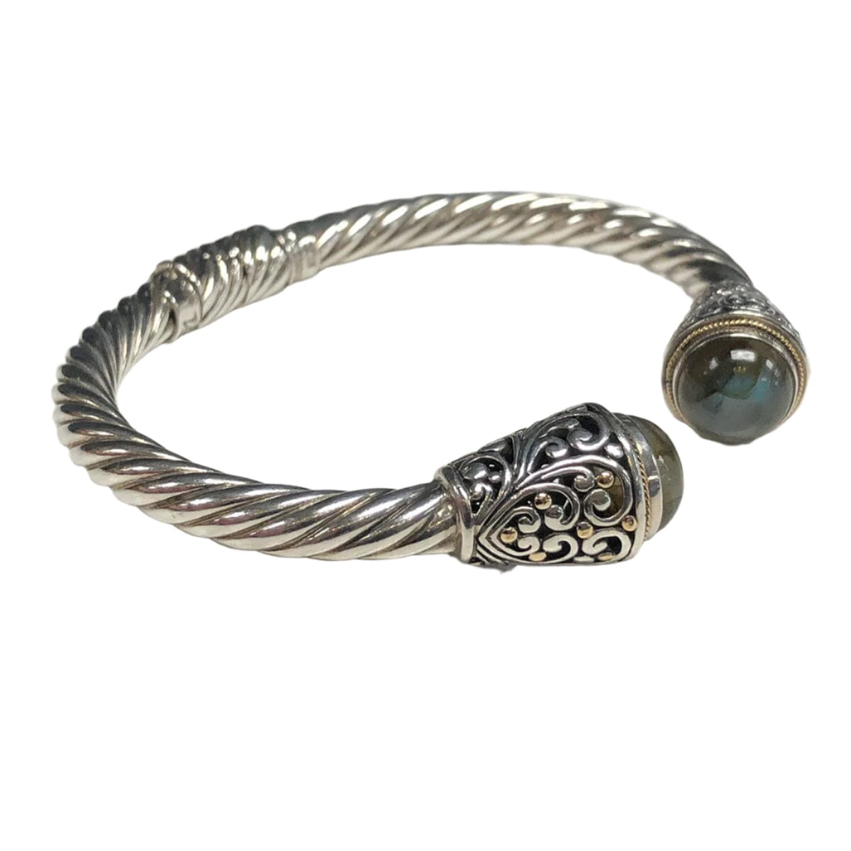 Great Lakes Coin Samuel B Benham Silver &amp; 18k Gold Labradorite Bangle