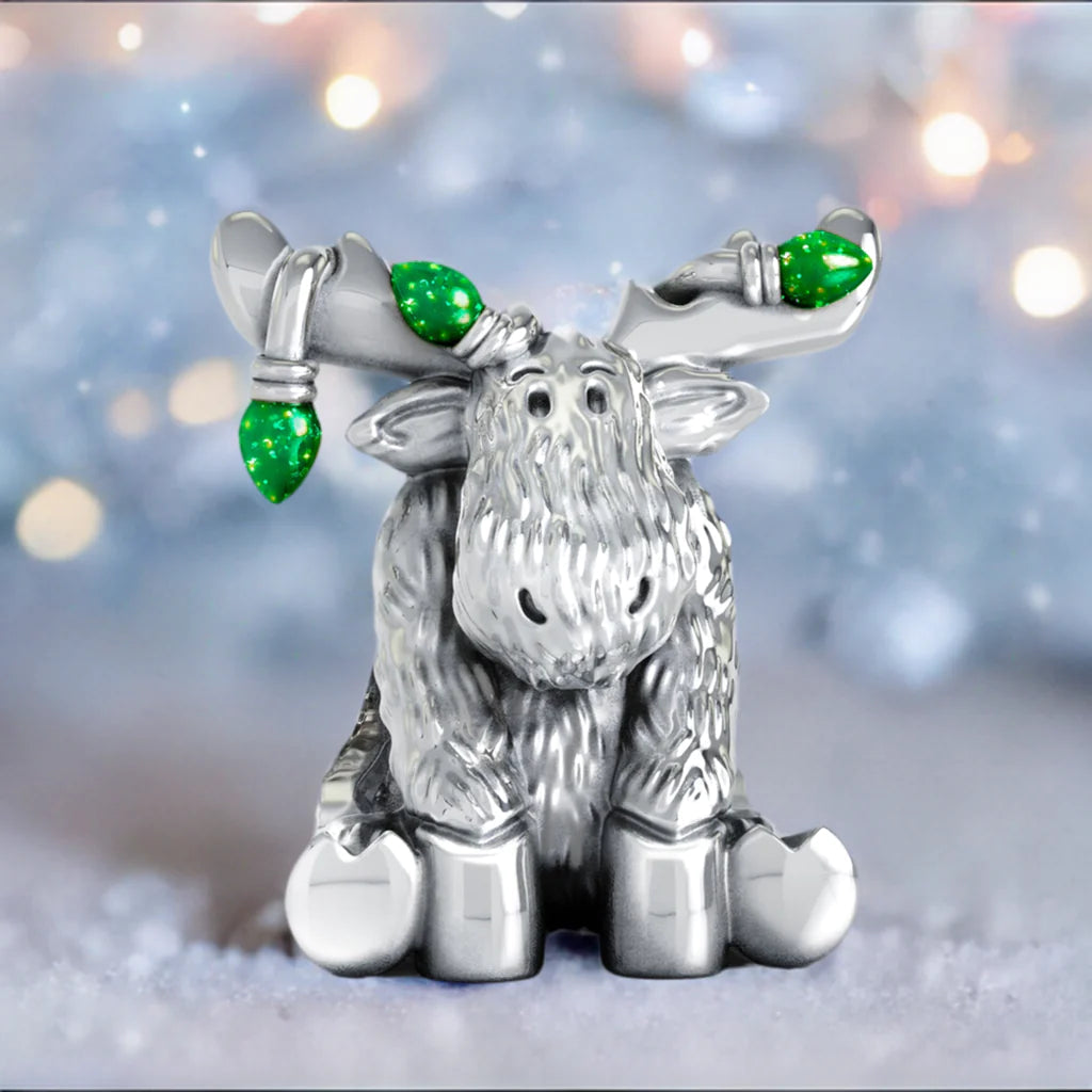 Great Lakes Boutique Bella Fascini Christmas Moose String of Lights Emerald Green