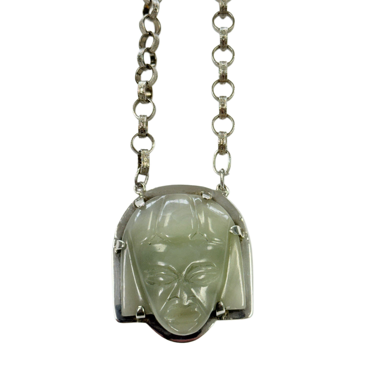 Great Lakes Coin Silver & Carved Jade Necklace