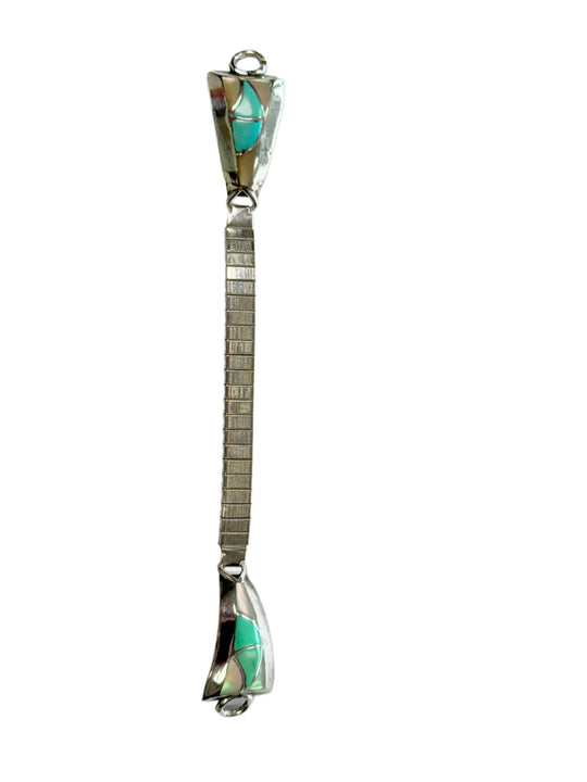 Native American Silver Turquoise & Pearl Watch Tips