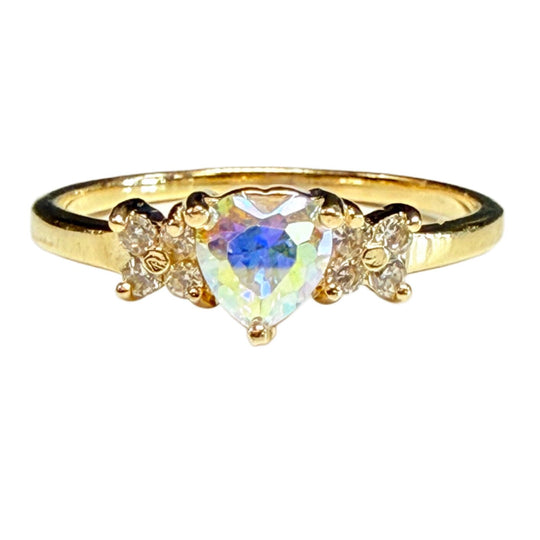 Gold Plated Cubic Zirconia Heart Ring