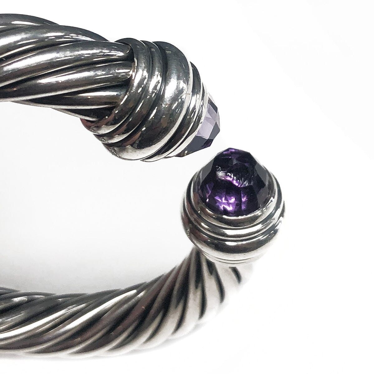 David Yurman Silver 10 mm Classic Cable Bracelet with Amethyst (Damage -  Great Lakes Boutique
