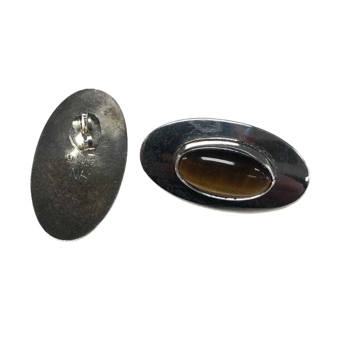 Great Lakes Coin Native American Silver &amp; Tiger Eye Earrings