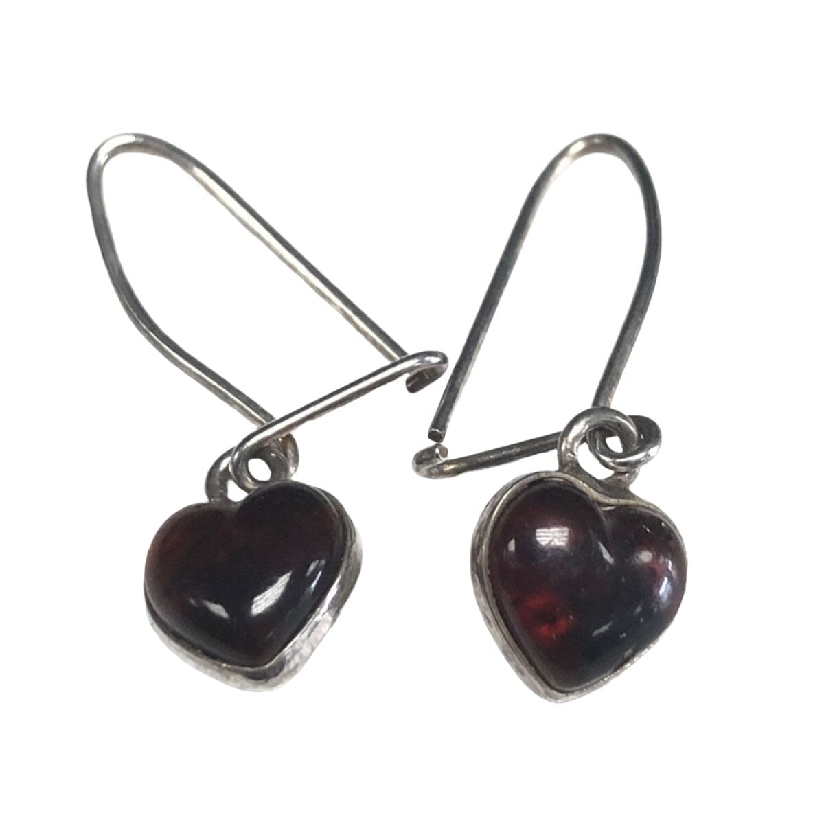 Great Lakes Coin Silver &amp; Amber Heart Earrings