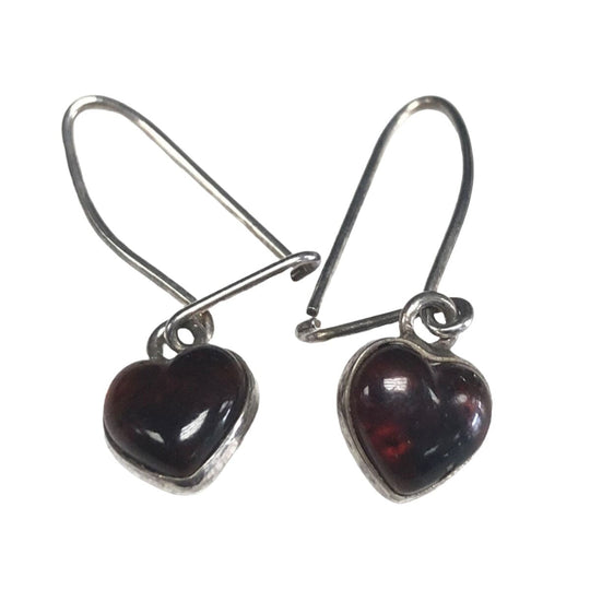 Silver & Amber Heart Earrings