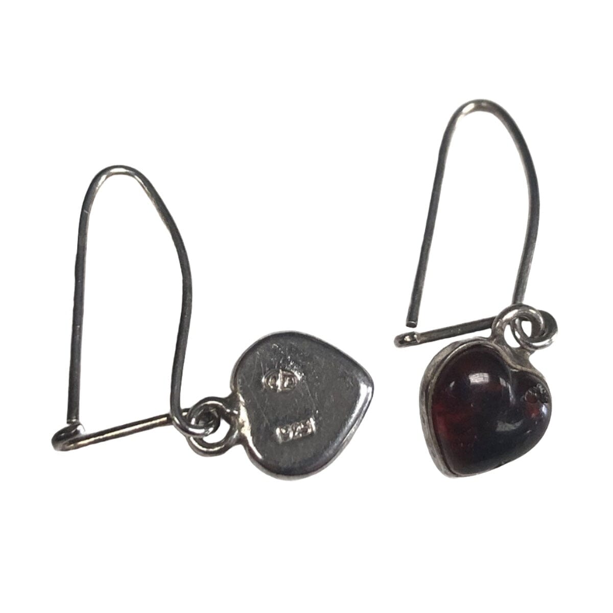 Great Lakes Coin Silver &amp; Amber Heart Earrings