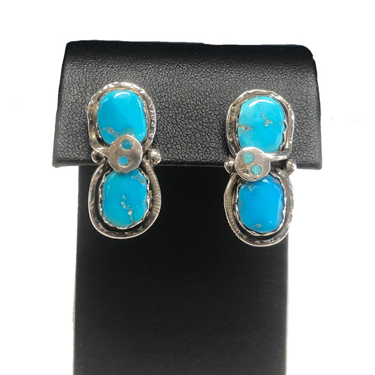 Effie Calavaza Zuni Silver & Turquoise Snake Earrings