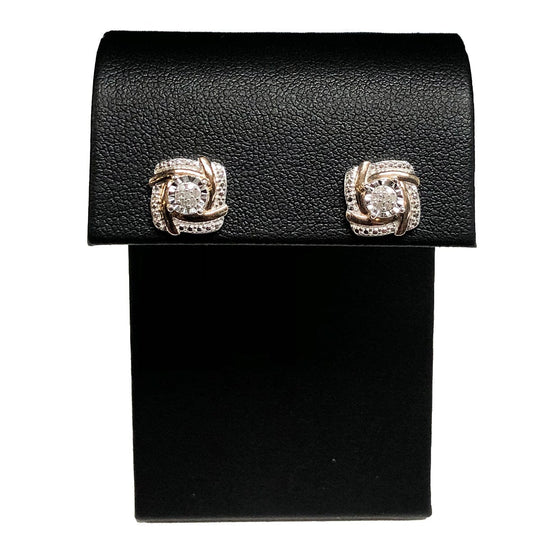 Duo Tone Silver Diamond Earrings