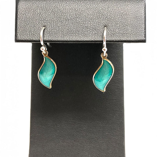 Silver & Enamel Leaf Earrings