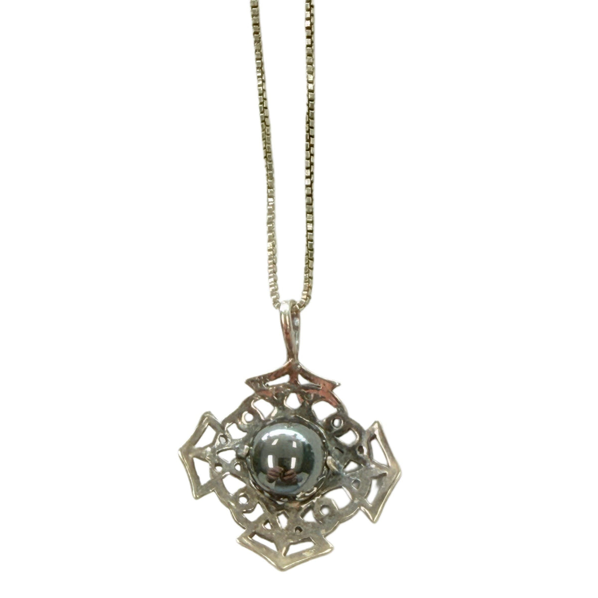 Great Lakes Coin Silver & Faux Pearl Necklace