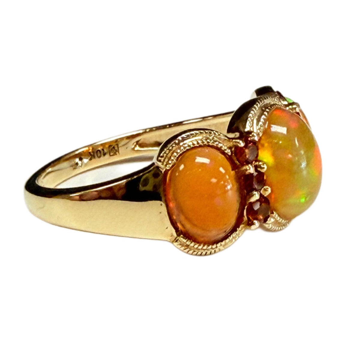 Great Lakes Coin 10k Gold Opal & Garnet Ring