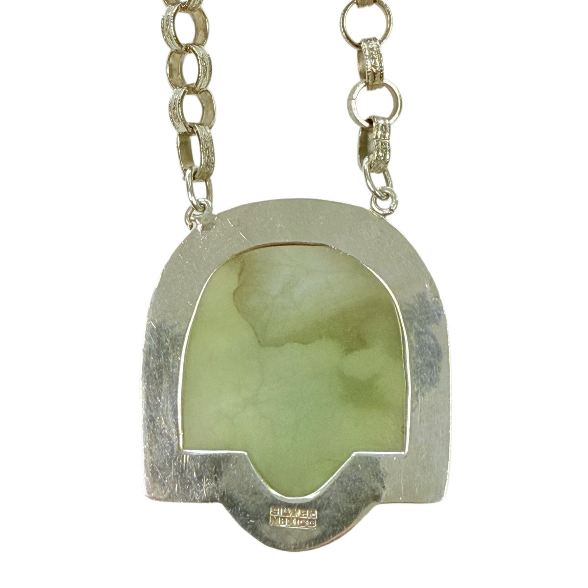 Great Lakes Coin Silver & Carved Jade Necklace