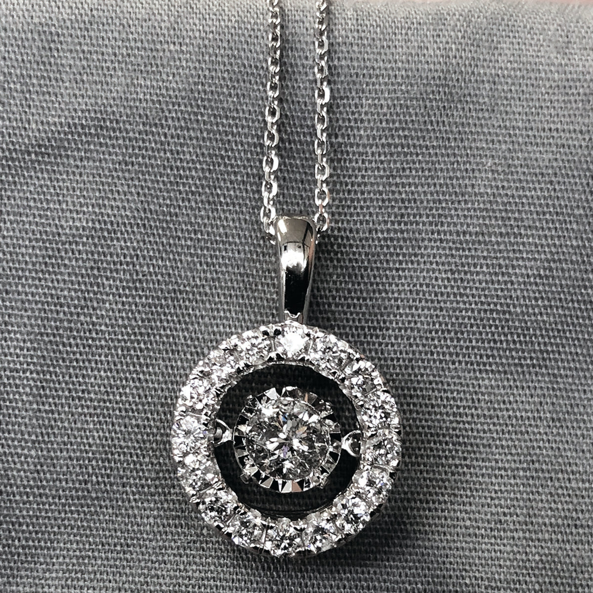 Lab-Created Floating Diamond Pendant Heart Necklace