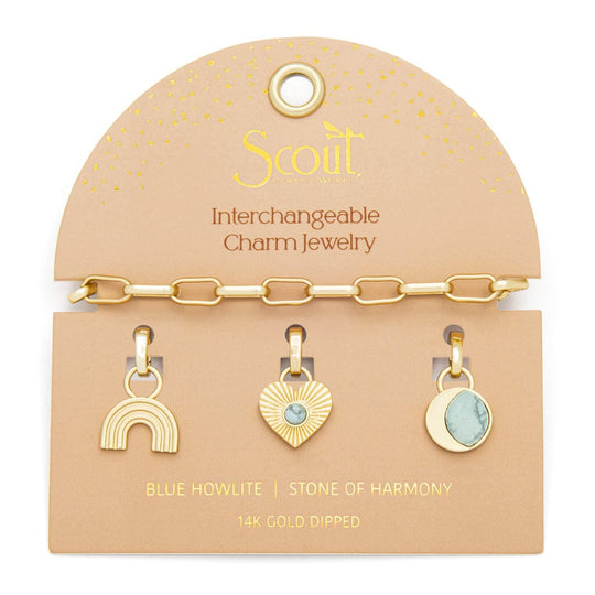 Scout Curated Wears Interchangeable Charm Bracelet Blue Howlite & Gold