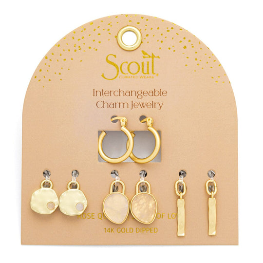 Scout Curated Wears Interchangeable Charm Earring Rose Quartz & Gold