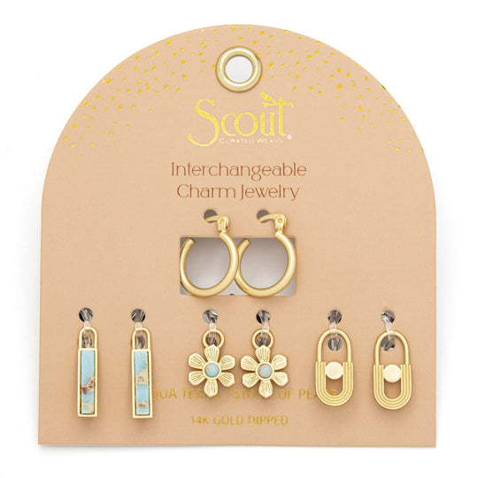 Scout Curated Wears Interchangeable Charm Earring Aqua Terra & Gold