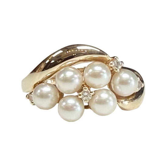 14k Gold Pearl & Diamond Ring