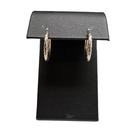 14k White Gold Hammered Hoop Earrings