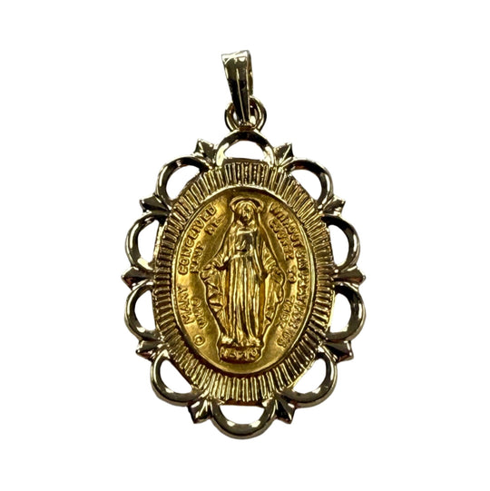 14k Gold Miraculous Medal Pendant