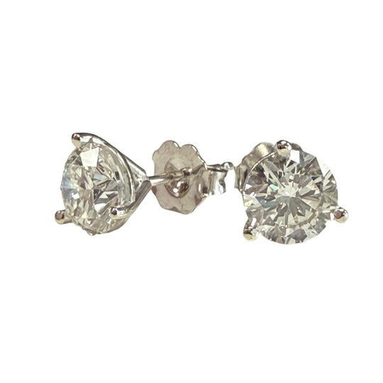 14k White Gold 2 Carat Diamond Stud Earrings