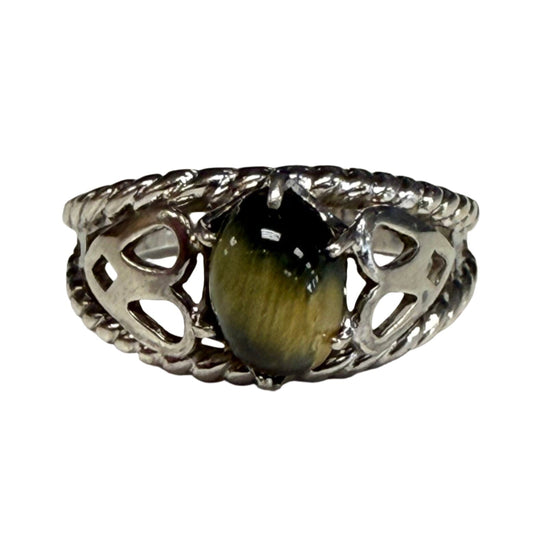 Silver & Gold Sheen Obsidian Ring