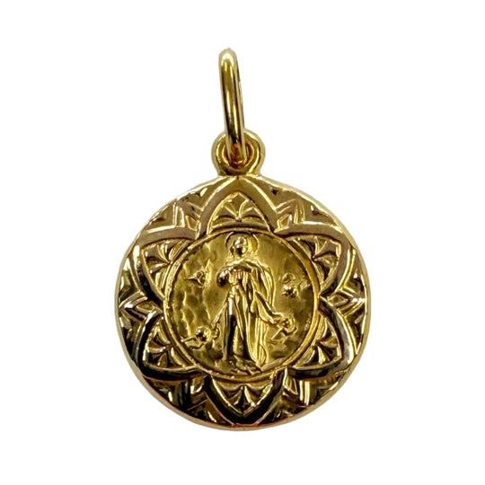 Vintage 18k Gold Our Lady of Grace Pendant