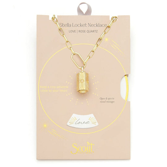 Scout Curated Wears Stella Locket Necklace Love Rose Quartz & Gold