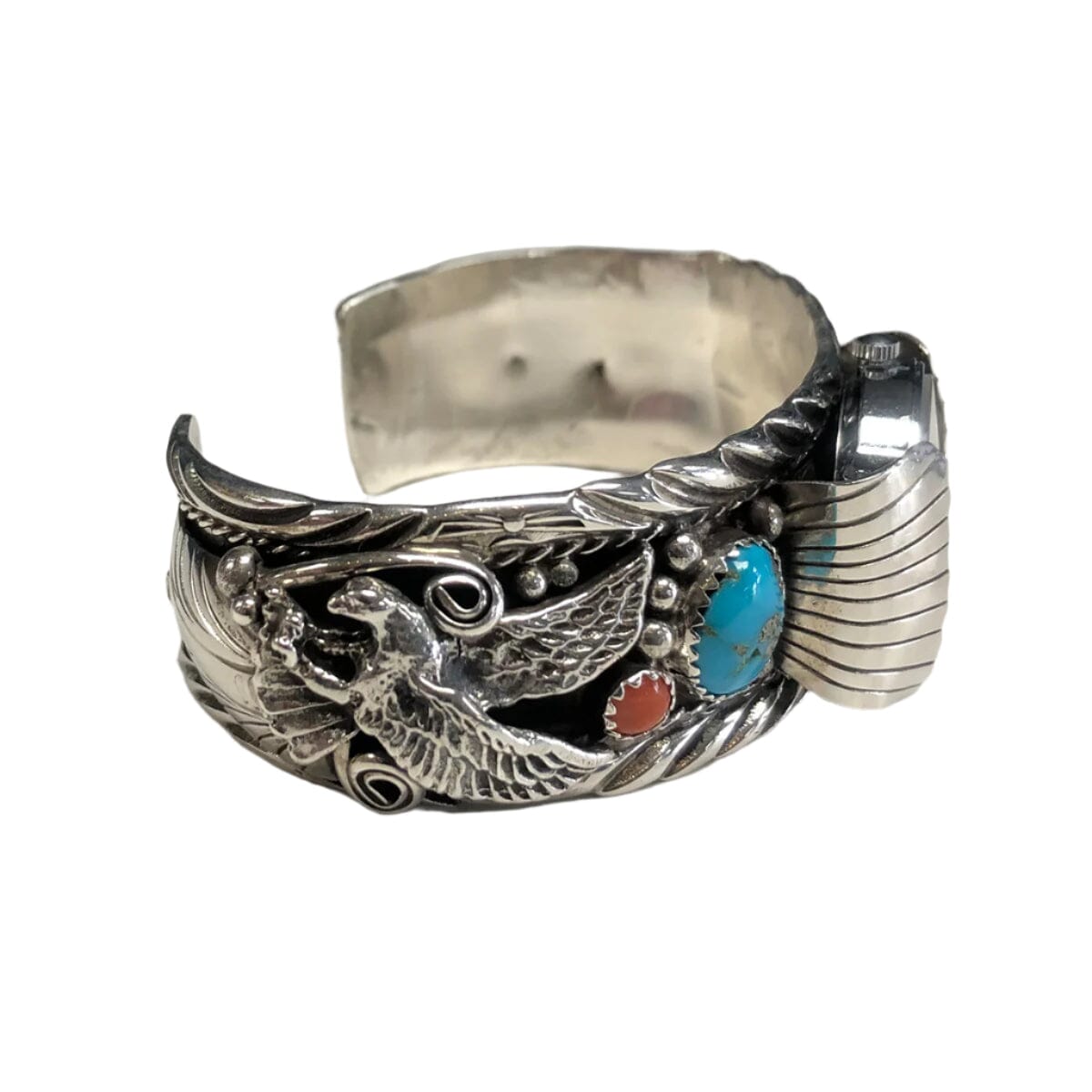 Great Lakes Coin Native American Silver &amp; Turquoise Watch Cuff