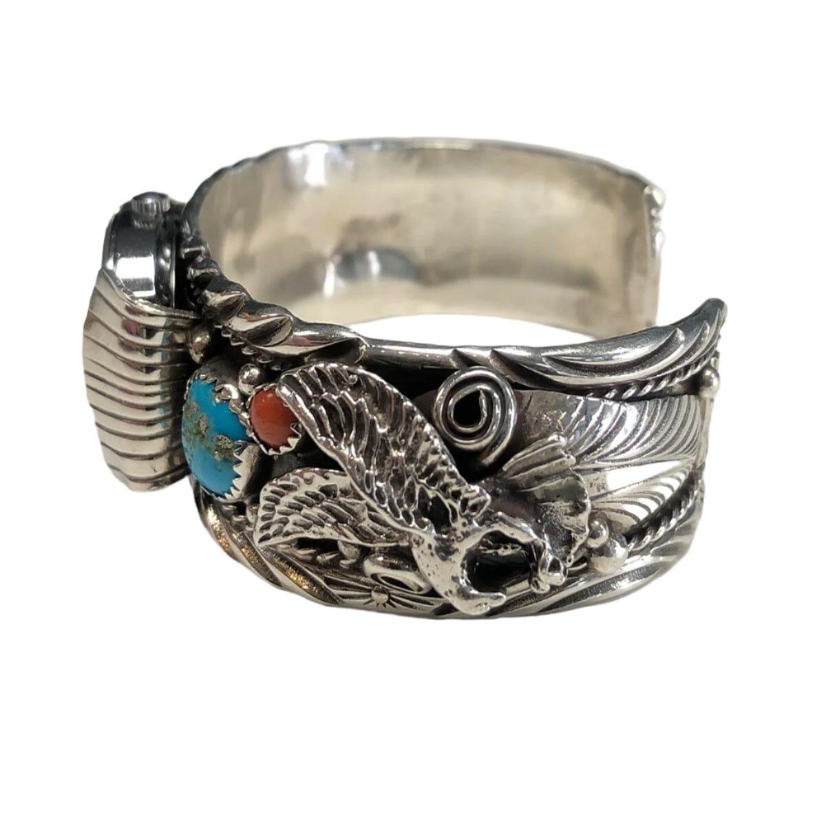 Great Lakes Coin Native American Silver &amp; Turquoise Watch Cuff