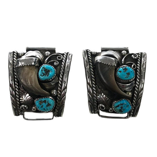 Silver & Turquoise Bear Claw Watch Tips