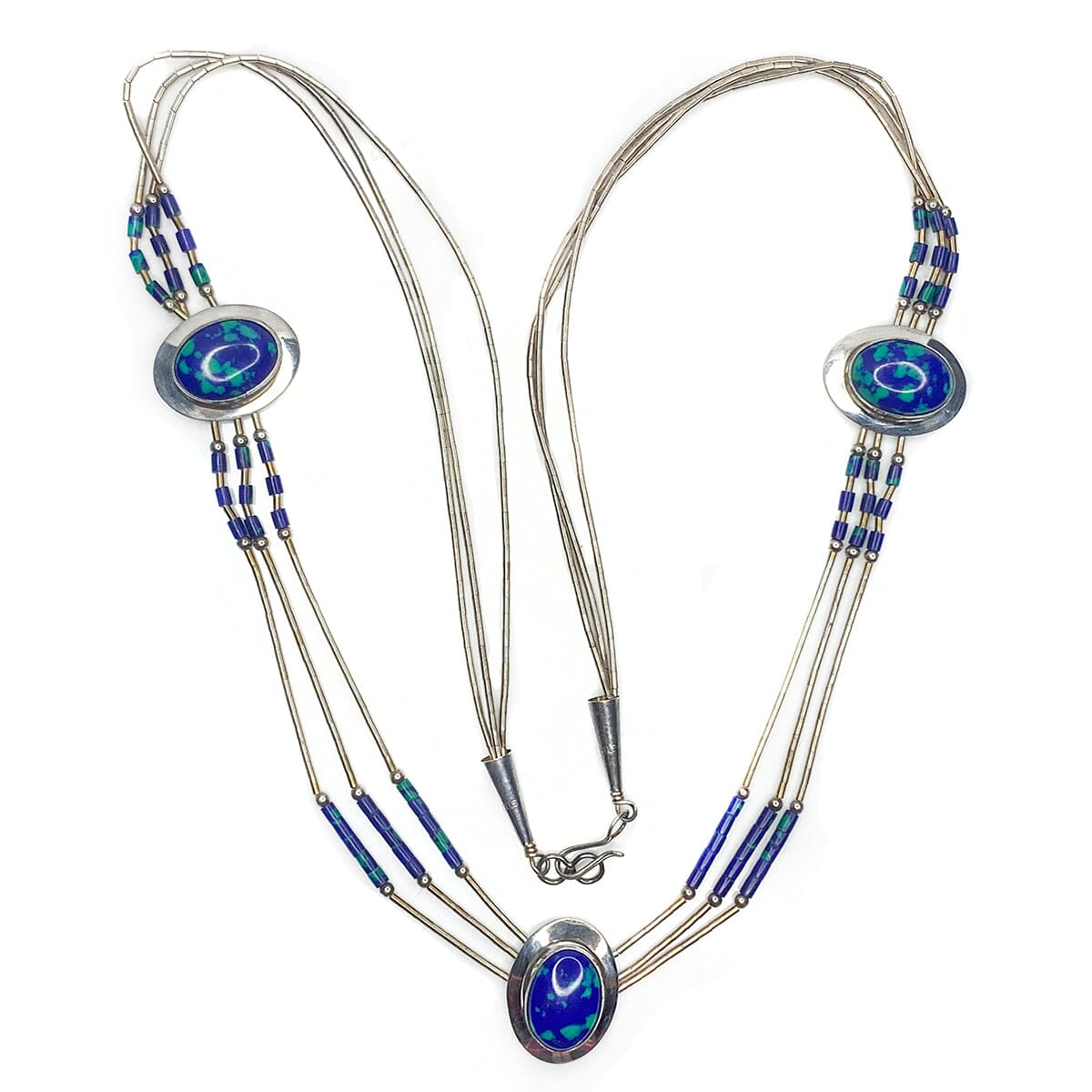 Great Lakes Boutique Native American Liquid Silver &amp; Azurite Necklace