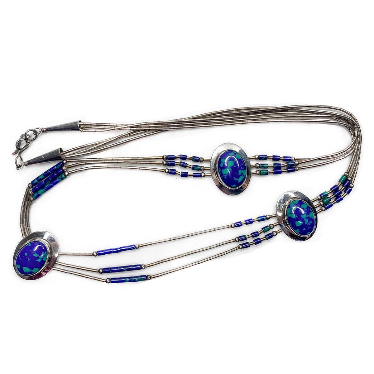 Great Lakes Boutique Native American Liquid Silver &amp; Azurite Necklace