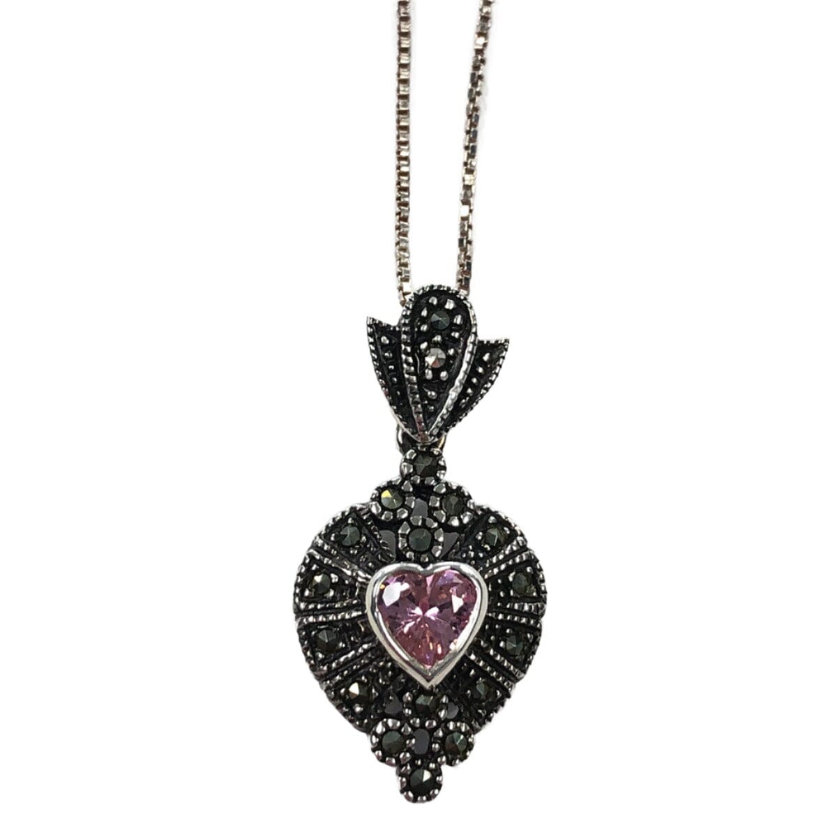 Great Lakes Coin Silver &amp; Marcasite Heart Necklace