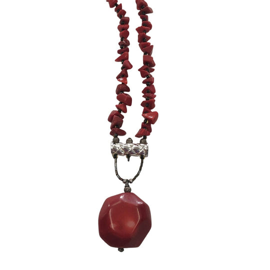 Silver & Red Jade Necklace
