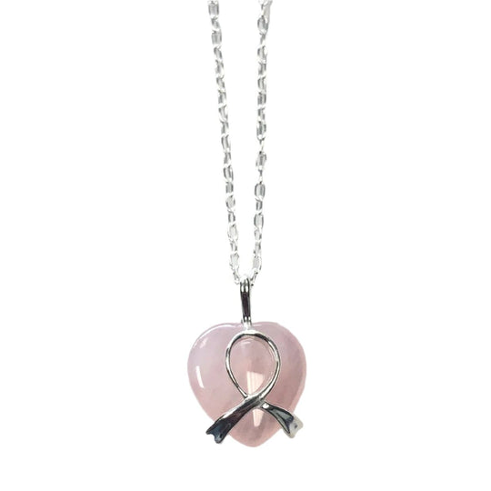 Silver Cancer Ribbon Necklace