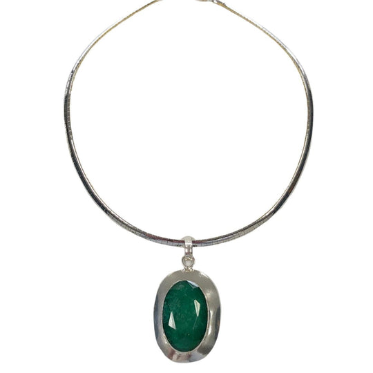 Duo Tone Silver & Emerald Necklace