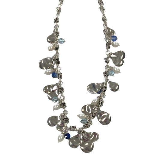 Silver Crystal & Pearl Necklace