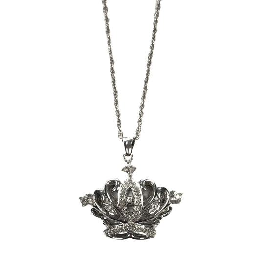 Silver & Diamond Crown Necklace