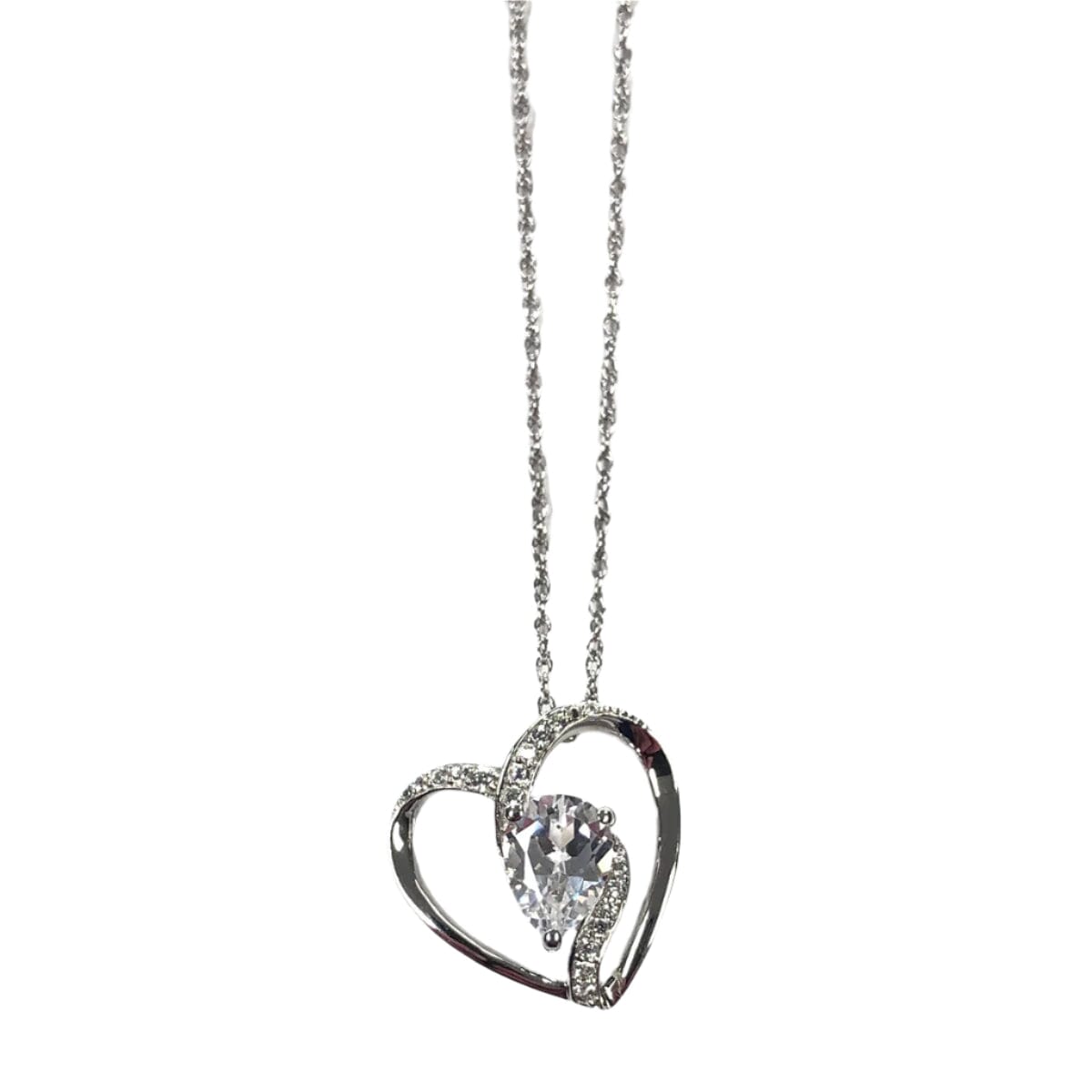 Great Lakes Coin Silver &amp; Cubic Zirconia Heart Necklace