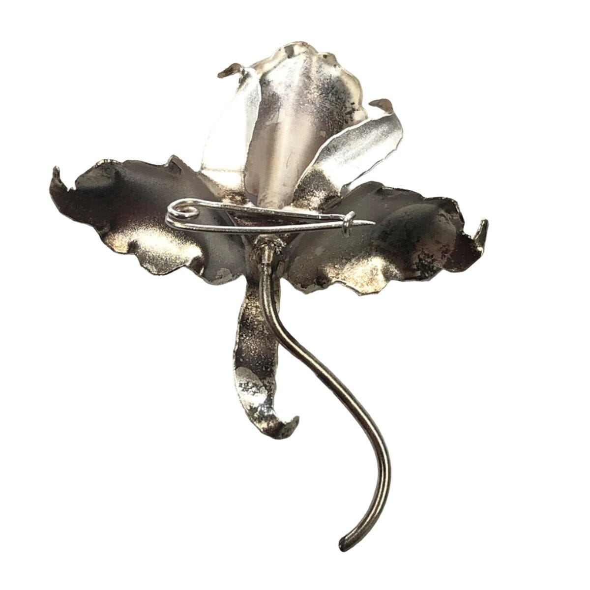 Great Lakes Coin Silver &amp; Emerald Orchid Flower Pin