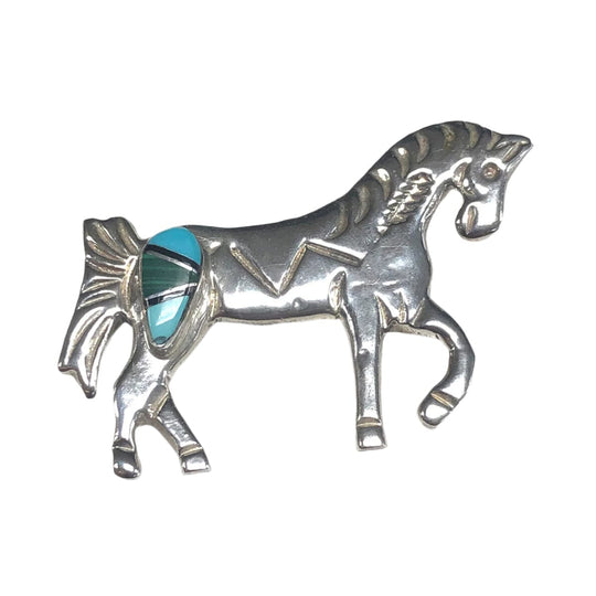 Navajo Silver & Turquoise Horse Pin