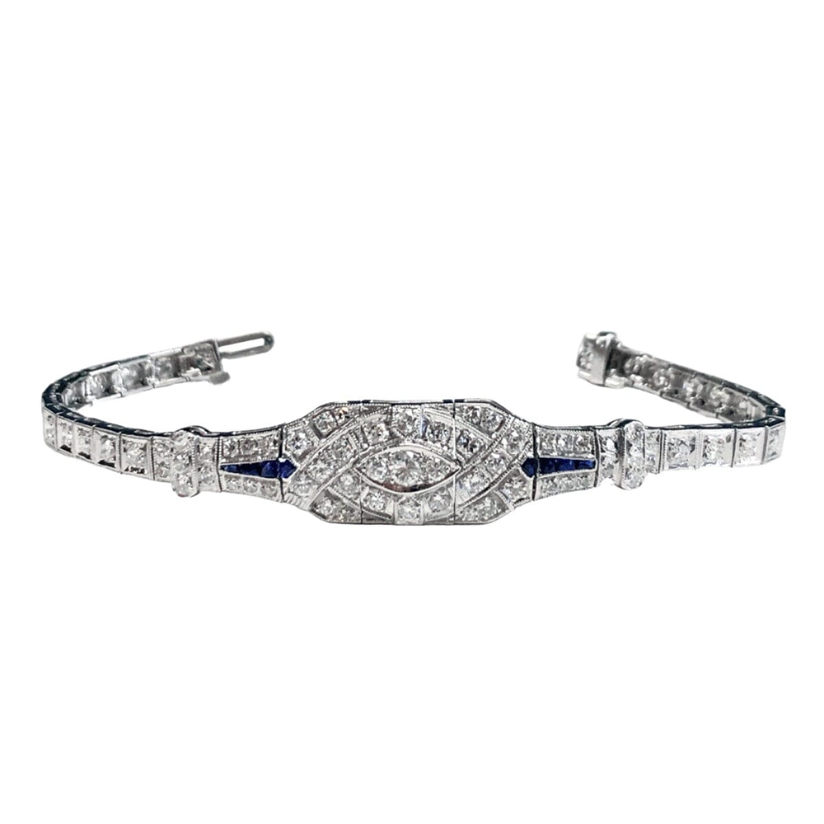 Great Lakes Coin Art Deco Platinum Diamond &amp; Sapphire Bracelet