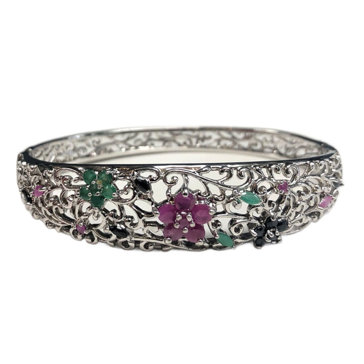 Great Lakes Coin Ross Simons Silver Emerald, Ruby &amp; Sapphire Bracelet