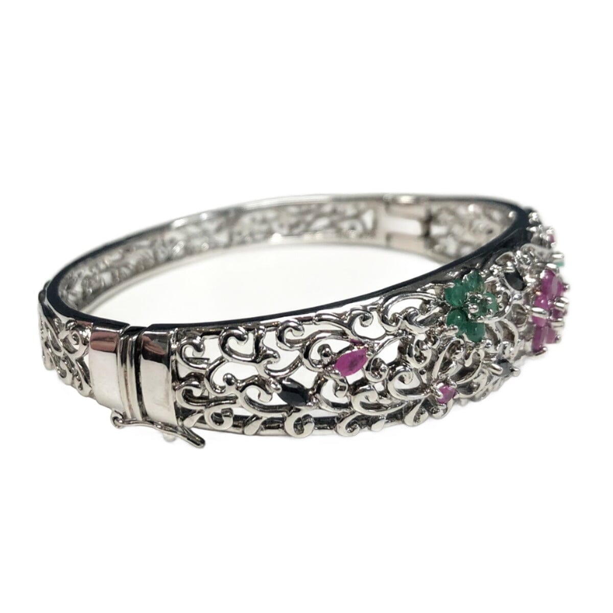 Great Lakes Coin Ross Simons Silver Emerald, Ruby &amp; Sapphire Bracelet