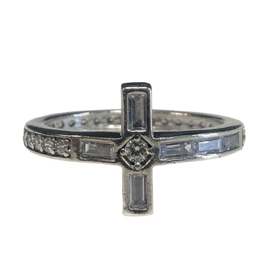 Silver & Cubic Zirconia Cross Ring