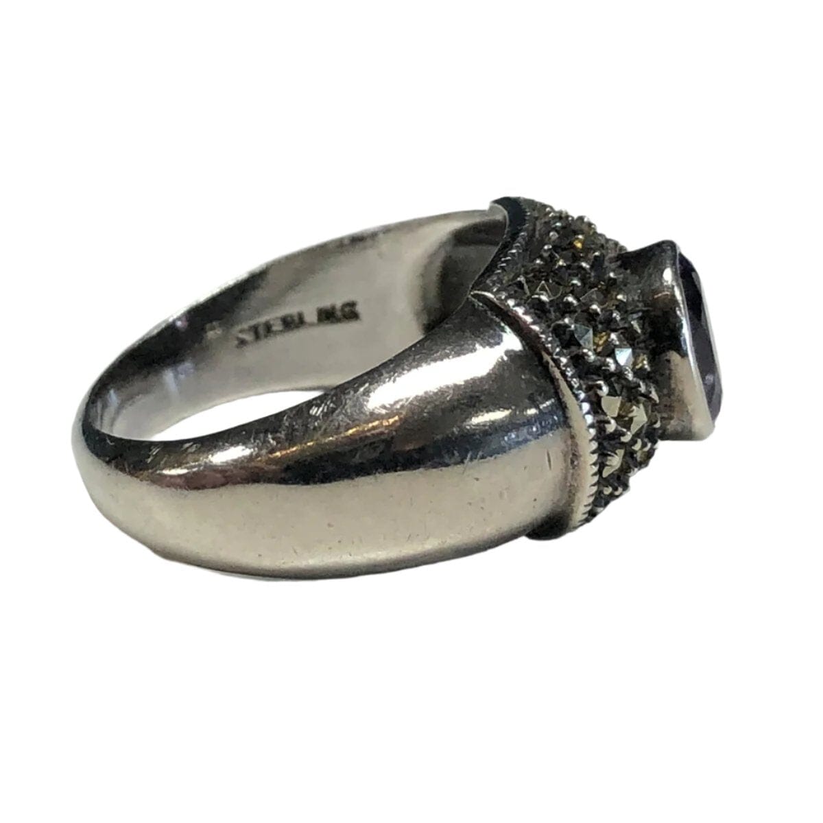 Great Lakes Coin Silver Marcasite &amp; Amethyst Ring