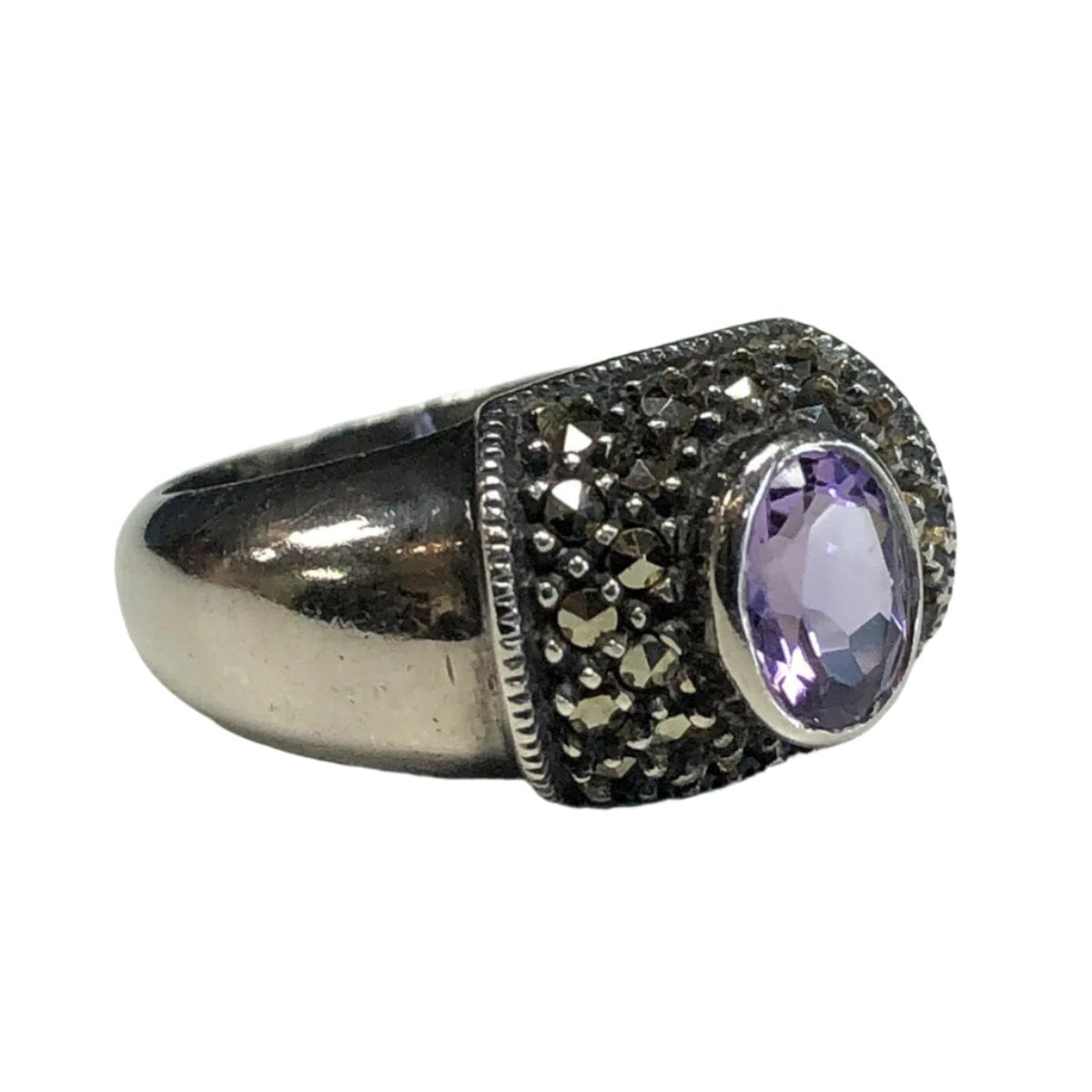 Great Lakes Coin Silver Marcasite &amp; Amethyst Ring