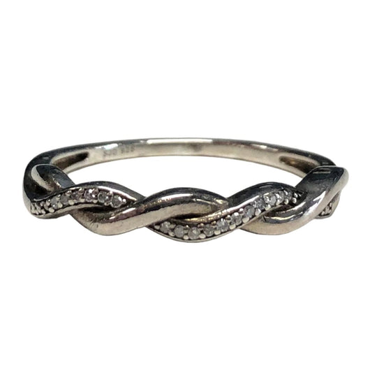 Silver & Diamond Braided Ring