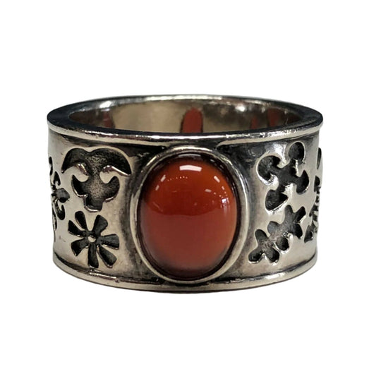 Engraved Silver & Carnelian Ring